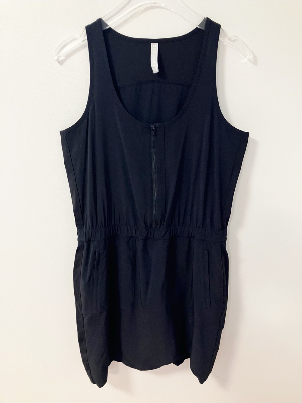 Athleta | Black Zip Front Dress 10 Athletic Gym Minimalist Neutral Workout
